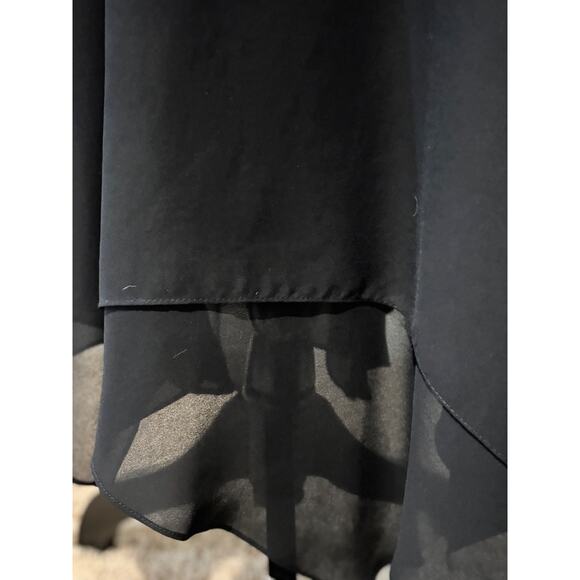 Vtg Cachet Midi‎ Formal Black Chiffon Dress lace Gold overlay sz 9/10 whimsigoth - Picture 7 of 11